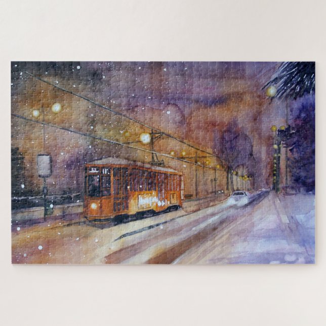 tram and snow jigsaw puzzle (Horizontal)