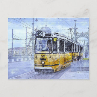 Tram Budapest, Hungary Postcard