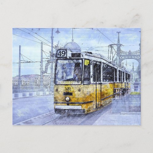 Tram Budapest Hungary Postcard