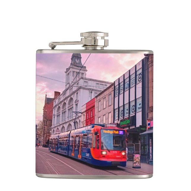 Tram in Sheffield Flask (Front)