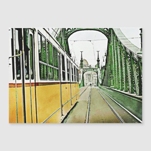 Tram _ on bridge _Budapest magnetic card