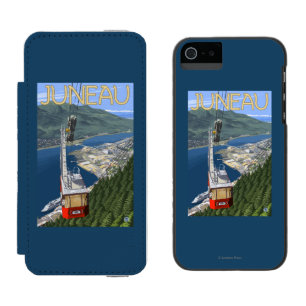 Tram over Juneau, Alaska Vintage Travel Poster Wallet Case For iPhone SE/5/5s