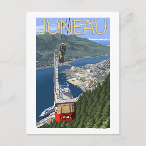 Tram over Juneau Alaska Vintage Travel Poster Postcard