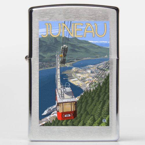 Tram over Juneau Alaska Vintage Travel Poster Zippo Lighter