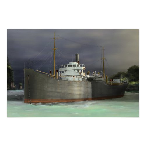 Tramp Steamer Nautical and Maritime Art Poster