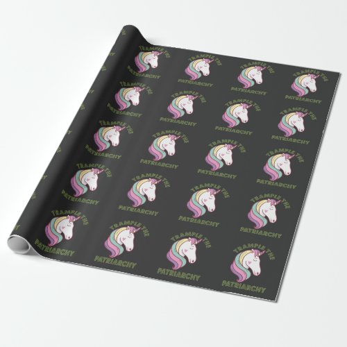 Trample The Patriarchy Unicorn Feminist Wrapping Paper