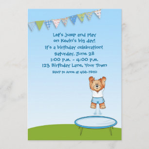 Trampoline Bear Birthday Invitation