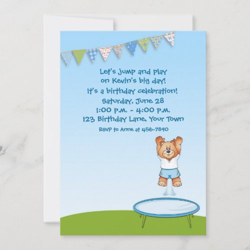 Trampoline Bear Birthday Invitation