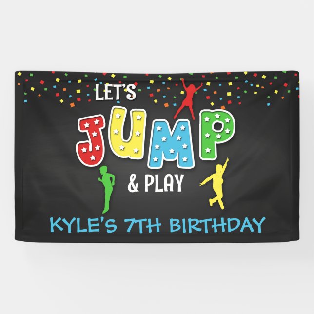 Trampoline Birthday Banner - Boy (Horizontal)