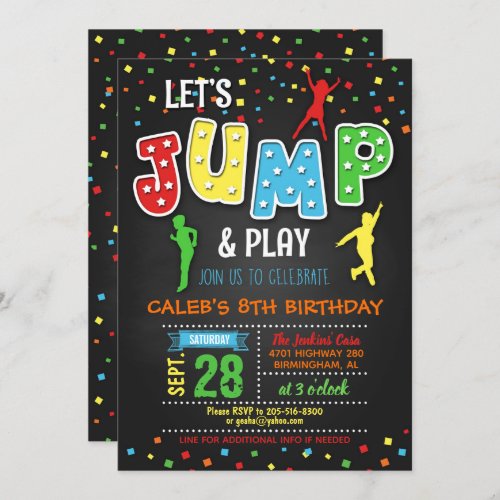 Trampoline Birthday Invitation _ Boy