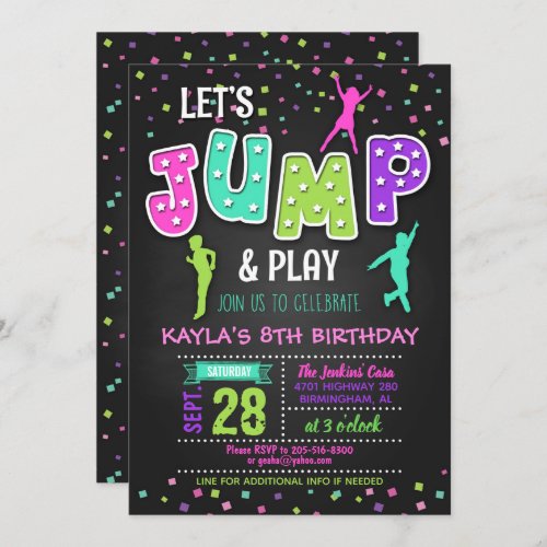 Trampoline Birthday Invitation _ Girl