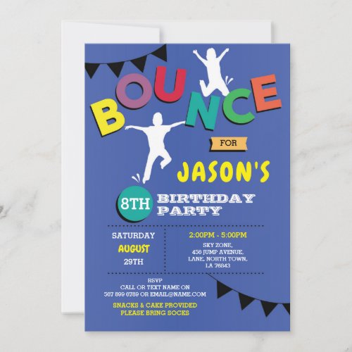 Trampoline Birthday Invitation Jump Bounce Party