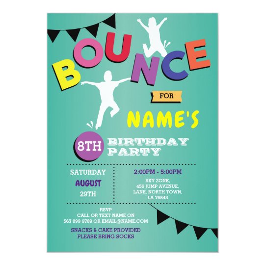 Trampoline Birthday Invitation Jump Bounce Party | Zazzle.com