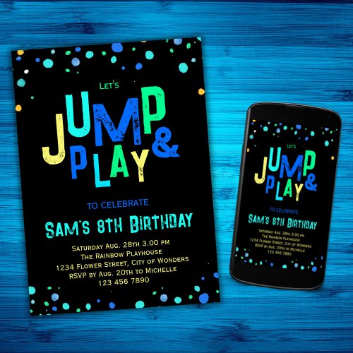 Trampoline Birthday Invitation Jump Play Party