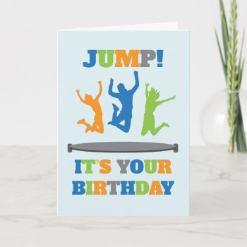 Trampoline Birthday Party Card by adams_apple at Zazzle