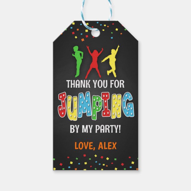Trampoline Birthday Party Favor Tag - Boy (Front)