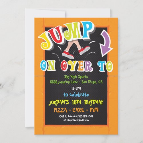 Trampoline Birthday Party for boy or girl Invitation