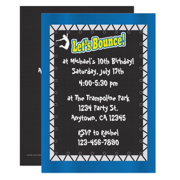 Trampoline Birthday Party Invitation