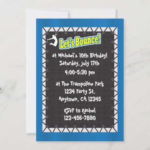 Trampoline Birthday Party Invitation