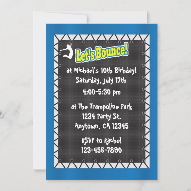 Trampoline Birthday Party Invitation (Front)
