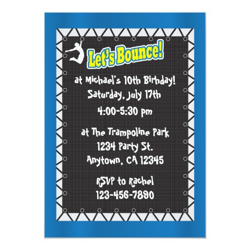 Trampoline Birthday Party Invitation Wording 2