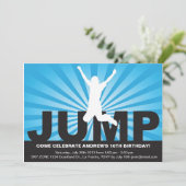 Trampoline Birthday Party Invitation for a Boy (Standing Front)
