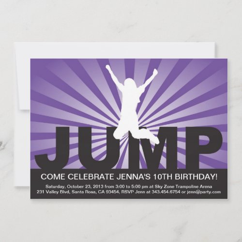 Trampoline Birthday Party Invitation for a Girl