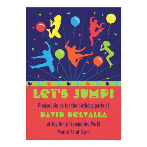 Trampoline Birthday Party Invitation Wording 1