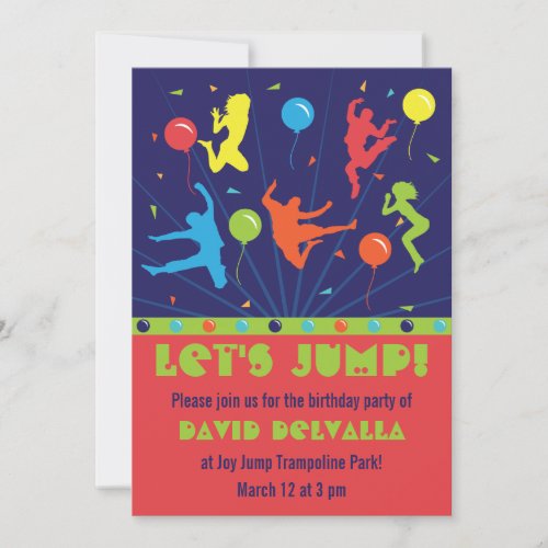 Trampoline Birthday Party Invitations Boys &amp; Girls