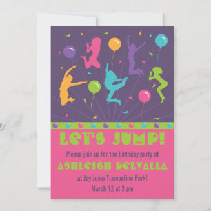 Trampoline Birthday Party Invitations for Girls