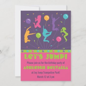 Trampoline Birthday Party Invitations For Girls by youreinvited at Zazzle