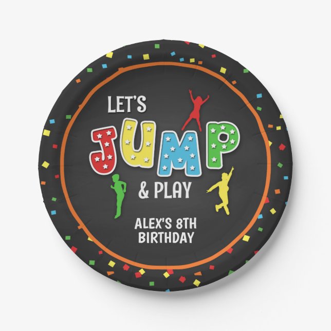 Trampoline Birthday Party Plate - Boy (Front)