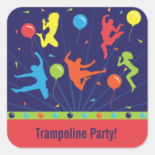Trampoline Birthday Party Stickers Boys & Girls