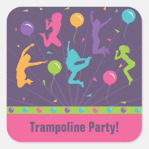 Trampoline Birthday Party Stickers for Girls