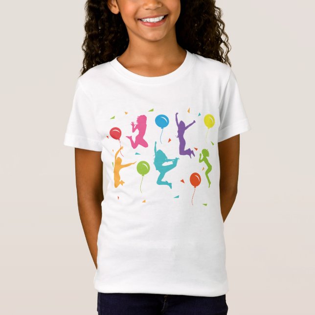 Trampoline Birthday Party T-Shirt for Girls (Front)