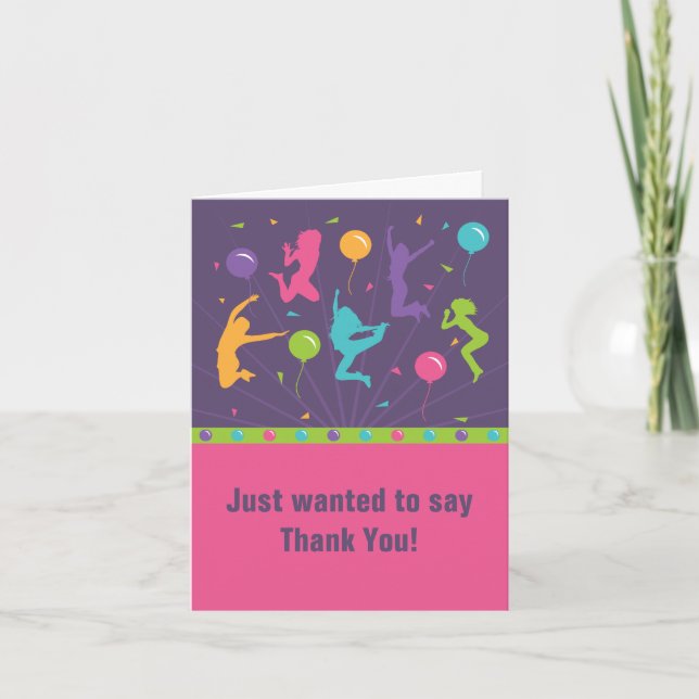 Trampoline Birthday Party Thank You Cards - Girls (Front)