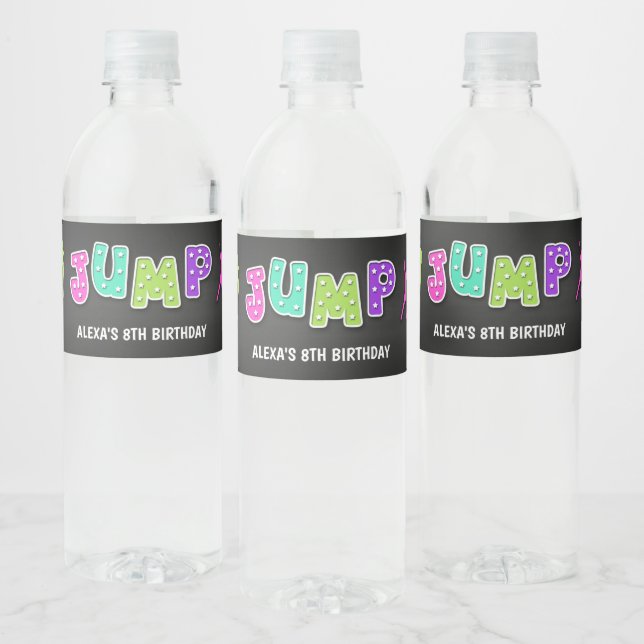 Trampoline Birthday Party Waterbottle Label (Bottles)
