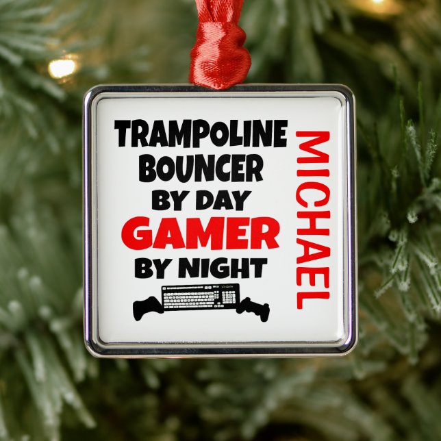 Trampoline Bouncer Loves Playing Video Games Metal Ornament (Tree)