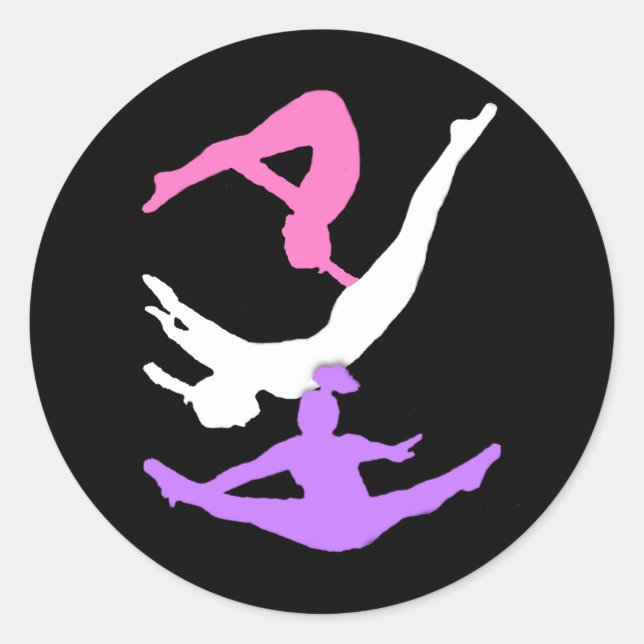 Trampoline gymanst classic round sticker (Front)