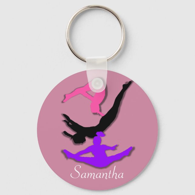 Trampoline gymnast personalized keychain (Front)