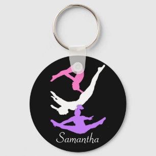 Trampoline gymnast personalized keychain