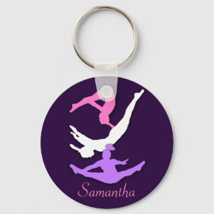 Trampoline gymnast personalized keychain
