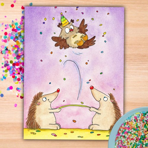 Trampoline Happy Birthday postcard by Nicole Janes