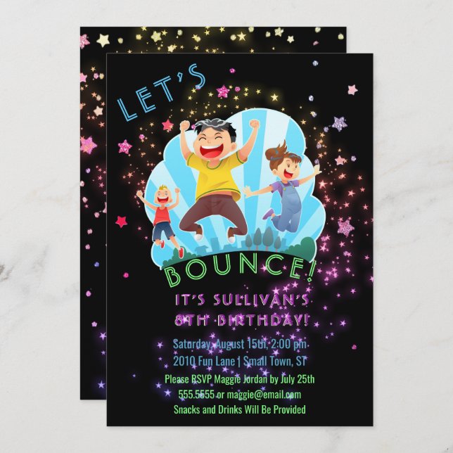 Trampoline Jump Kids Birthday Party Invitation (Front/Back)