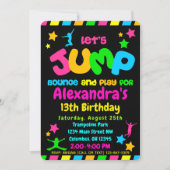 Trampoline Jump Park Party in neon colors Invitation (Front)