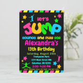 Trampoline Jump Park Party in neon colors Invitation (Standing Front)
