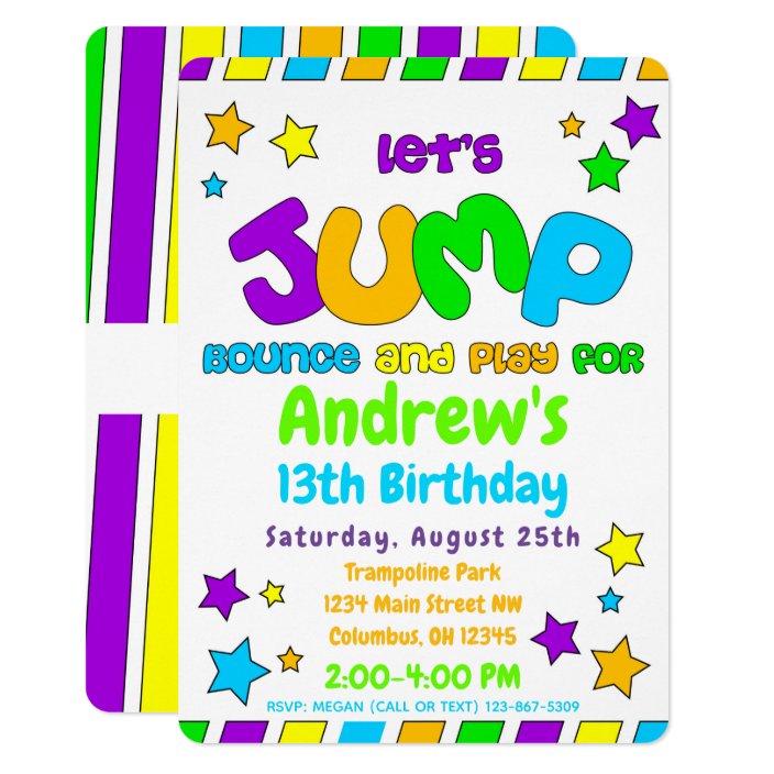 Trampoline Jump Park Party Invitation Zazzle Com