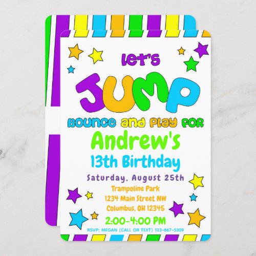 Trampoline Jump Park Party Invitation