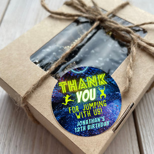 Trampoline Jumping Birthday Party Thank You Favor Classic Round Sticker