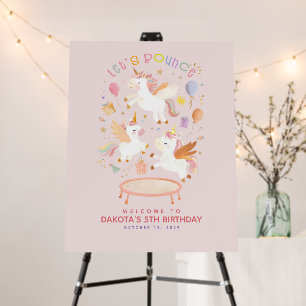 Trampoline Jumping Unicorns Birthday Welcome Sign